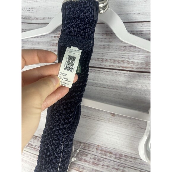 Ralph Lauren Collection Womens Woven Knit Wide Dress Belt Navy Blue Small main image 5